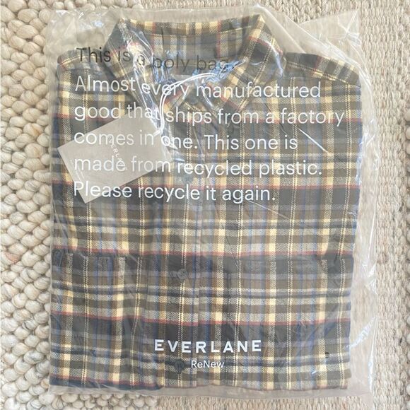 Everlane The Boxy Flannel Beech Plaid Size XS NWT - Picture 7 of 8